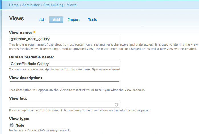 Creating new view